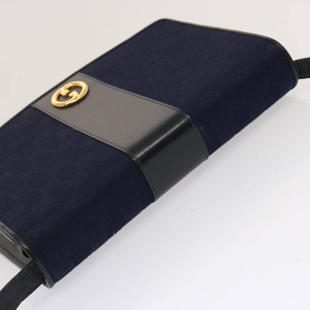 GUCCI GG Canvas Shoulder Bag Navy Black - Picture 6 of 16